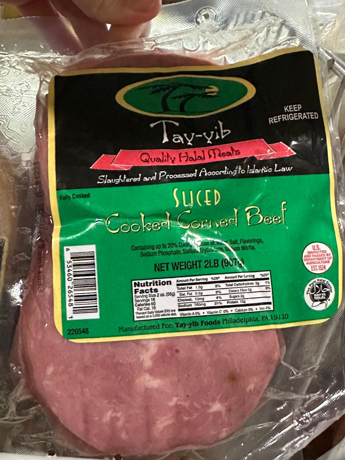 SLICED
-Cooked Corned Beef Halal
12 lbs
Tay-yib Foods brand
