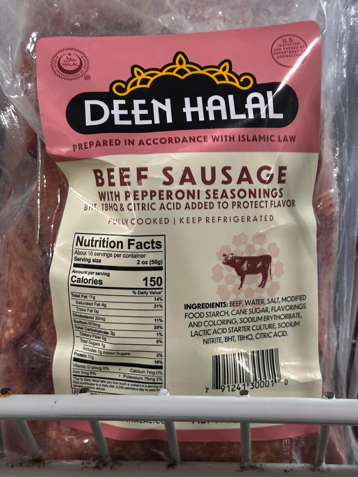 BEEF SAUSAGE Halal
12 lbs
Deen Halal brand