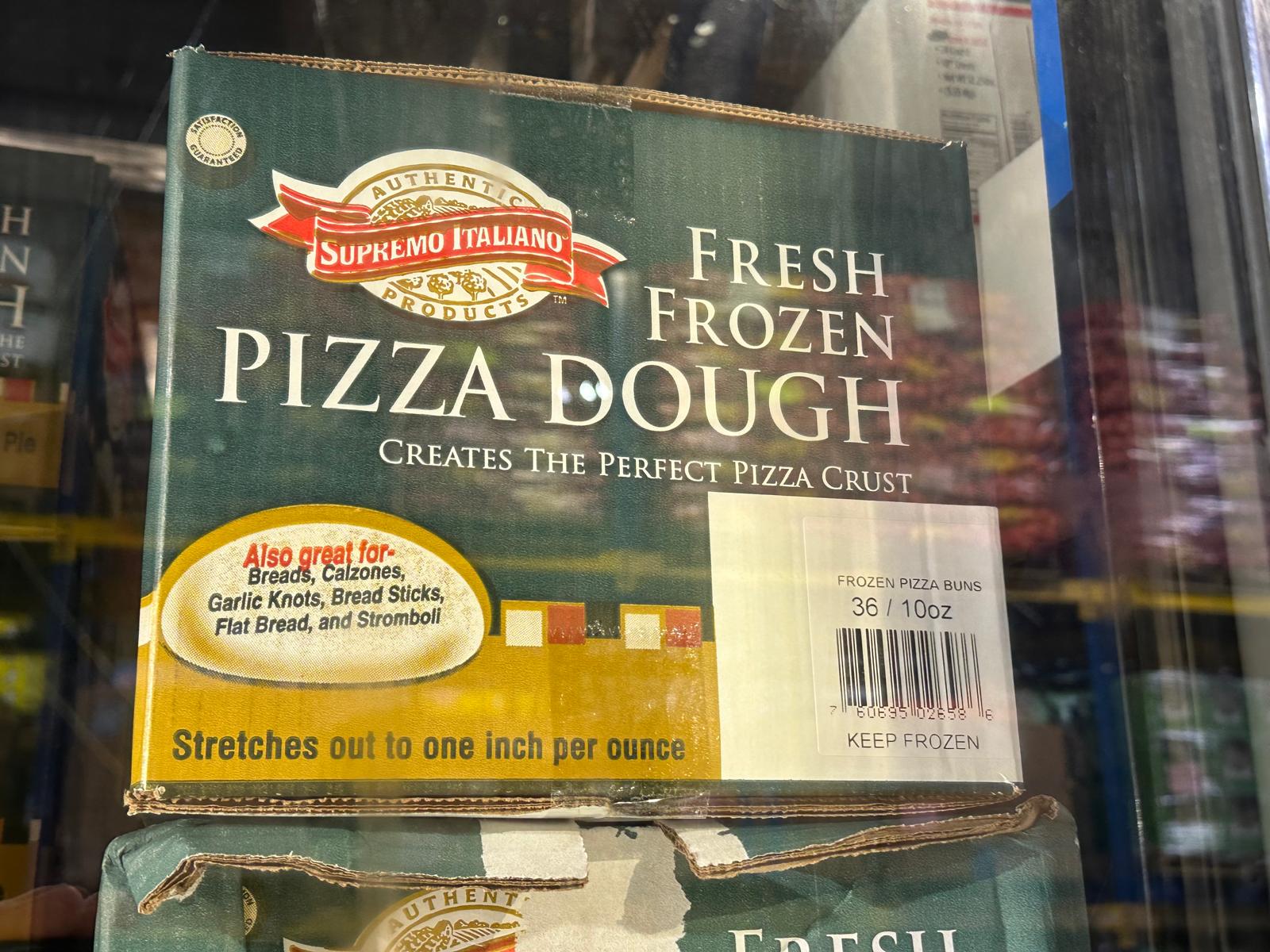 Fresh frozen pizza dough
Supremo Italiano brand
36/10oz