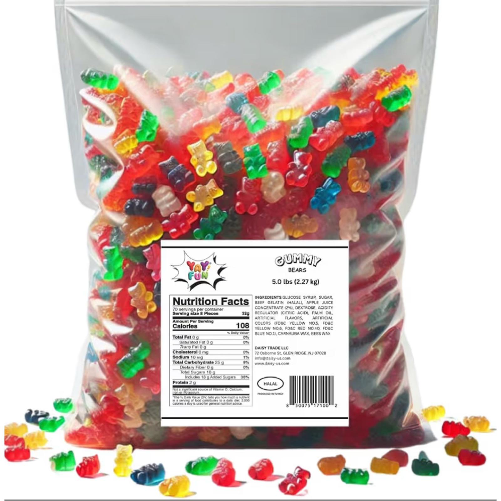 Halal gummy bears 5 lbs. Yayi fun brand