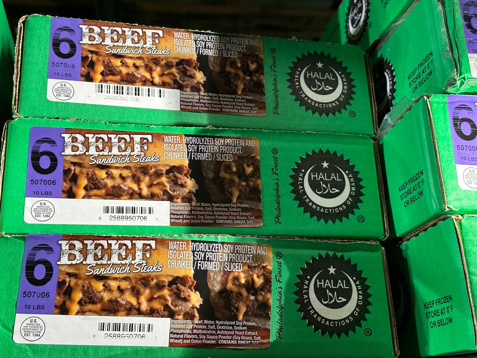 Halal beef sandwich steaks
10 lbs
Philadelphia’s finest Brand